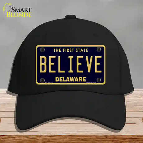 Believe Delaware Novelty License Plate Hat Cotton / Black