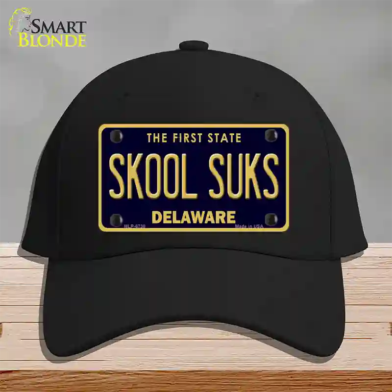 Skool Suks Delaware Novelty License Plate Hat Cotton / Black