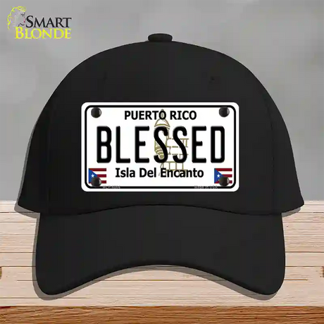 Blessed Puerto Rico Novelty License Plate Hat Cotton / Black