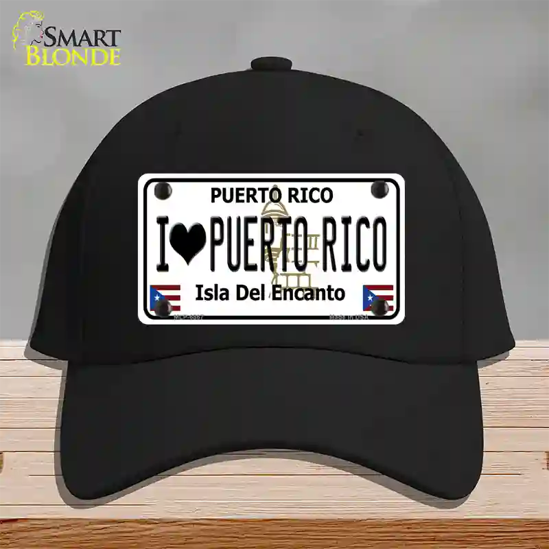 I Heart Puerto Rico Novelty License Plate Hat Cotton / Black