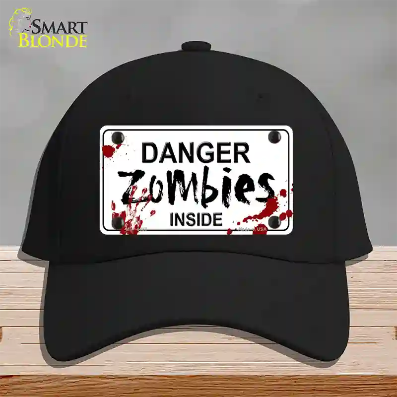 Danger Zombies Inside Novelty License Plate Hat Cotton / Black