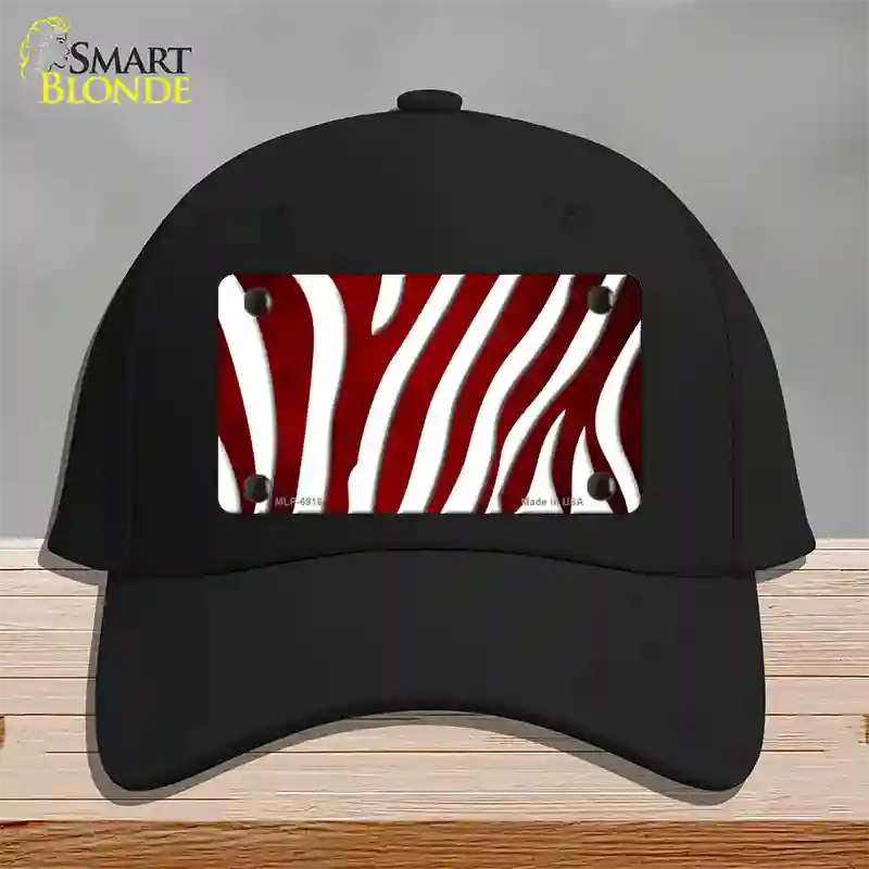 Red White Zebra Oil Rubbed Novelty License Plate Hat Cotton / Black