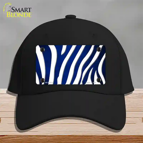 Blue White Zebra Oil Rubbed Novelty License Plate Hat Cotton / Black