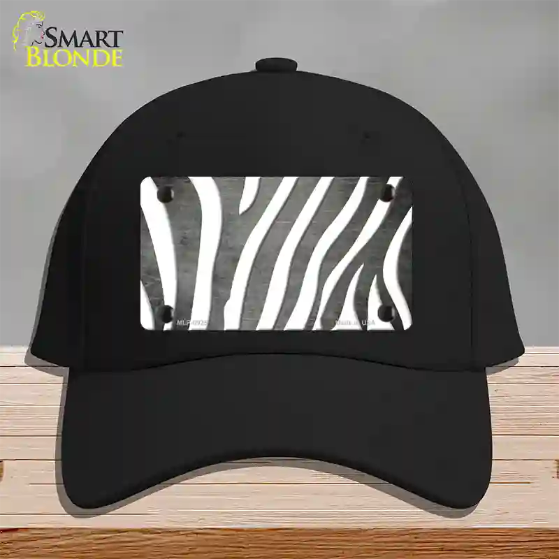 Gray White Zebra Oil Rubbed Novelty License Plate Hat Cotton / Black