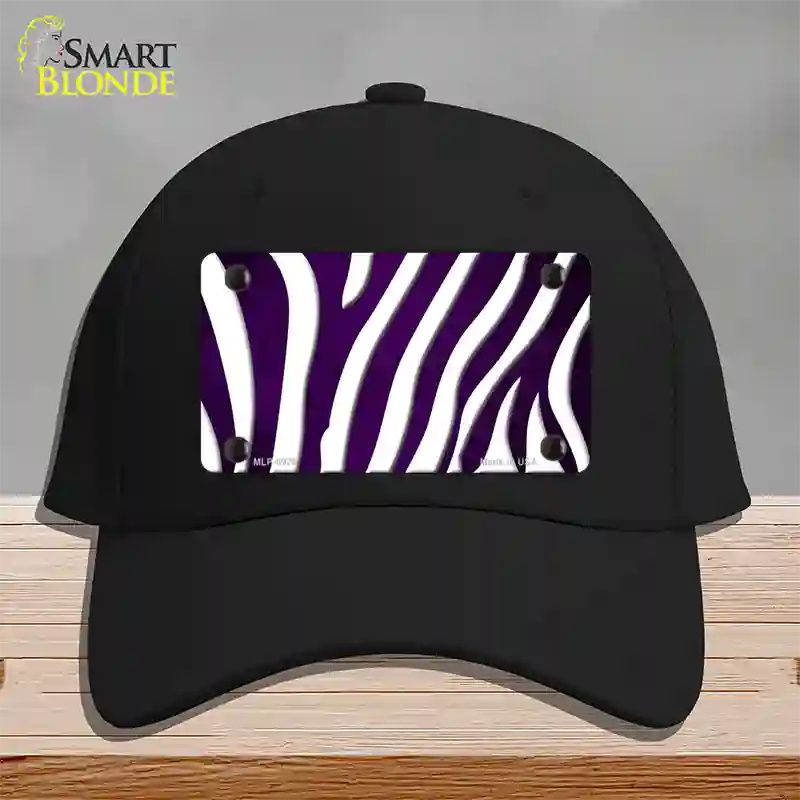 Purple White Zebra Oil Rubbed Novelty License Plate Hat Cotton / Black