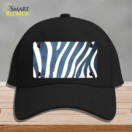 Light Blue White Zebra Oil Rubbed Novelty License Plate Hat Cotton / Black