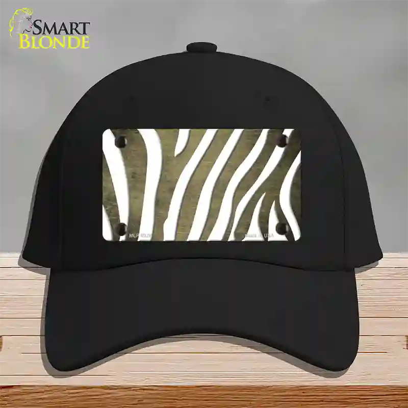 Gold White Zebra Oil Rubbed Novelty License Plate Hat Cotton / Black