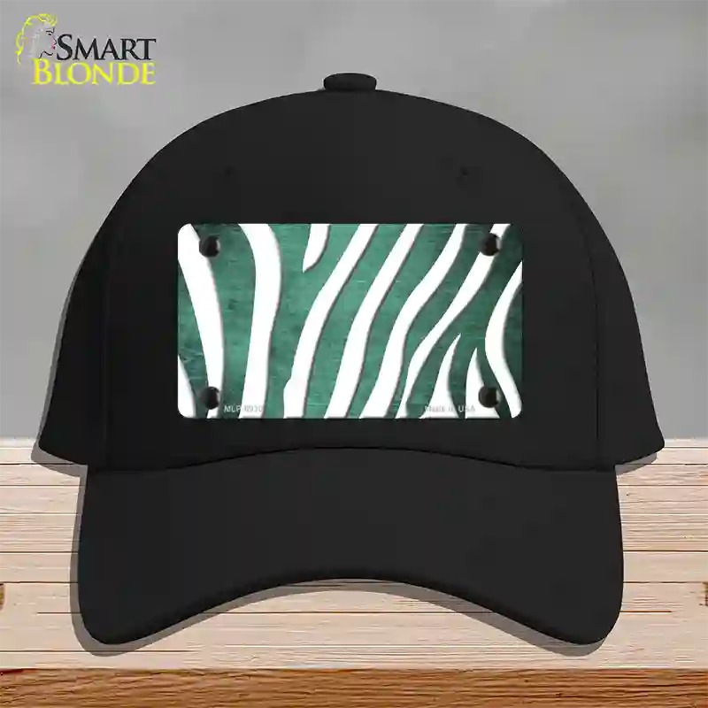 Mint White Zebra Oil Rubbed Novelty License Plate Hat Cotton / Black