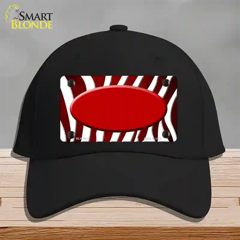 Red White Zebra Oval Oil Rubbed Novelty License Plate Hat Cotton / Black