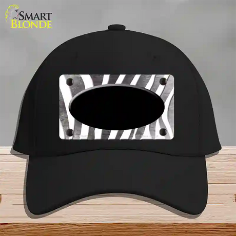 Black White Zebra Oval Oil Rubbed Novelty License Plate Hat Cotton / Black