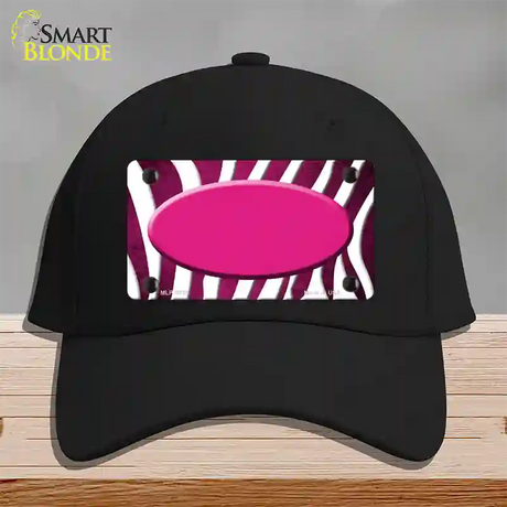 Pink White Zebra Oval Oil Rubbed Novelty License Plate Hat Cotton / Black