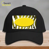 Yellow White Zebra Oval Oil Rubbed Novelty License Plate Hat Cotton / Black