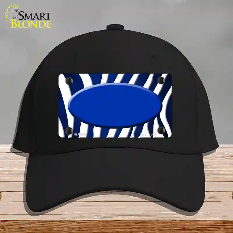 Blue White Zebra Oval Oil Rubbed Novelty License Plate Hat Cotton / Black