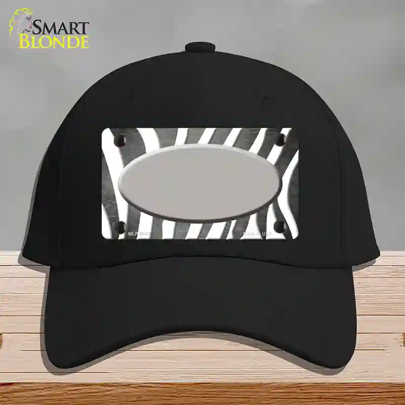 Gray White Zebra Oval Oil Rubbed Novelty License Plate Hat Cotton / Black