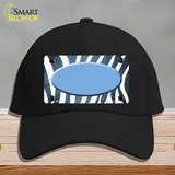 Light Blue White Zebra Oval Oil Rubbed Novelty License Plate Hat Cotton / Black