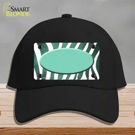 Mint White Zebra Oval Oil Rubbed Novelty License Plate Hat Cotton / Black