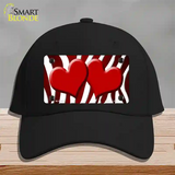 Red White Zebra Hearts Oil Rubbed Novelty License Plate Hat Cotton / Black