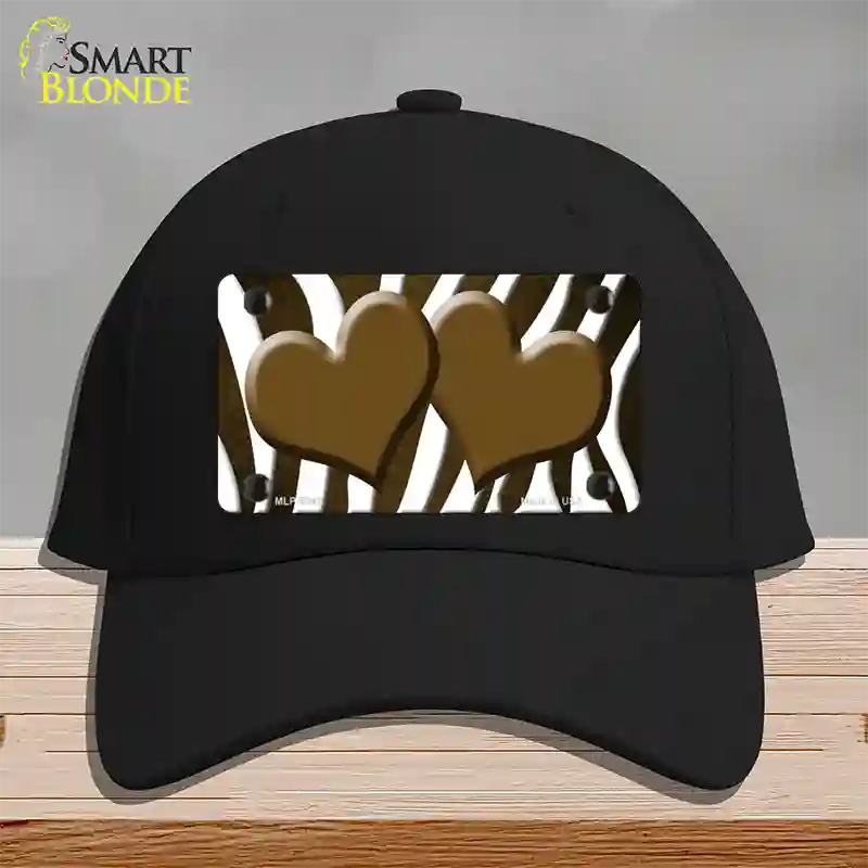 Brown White Zebra Hearts Oil Rubbed Novelty License Plate Hat Cotton / Black