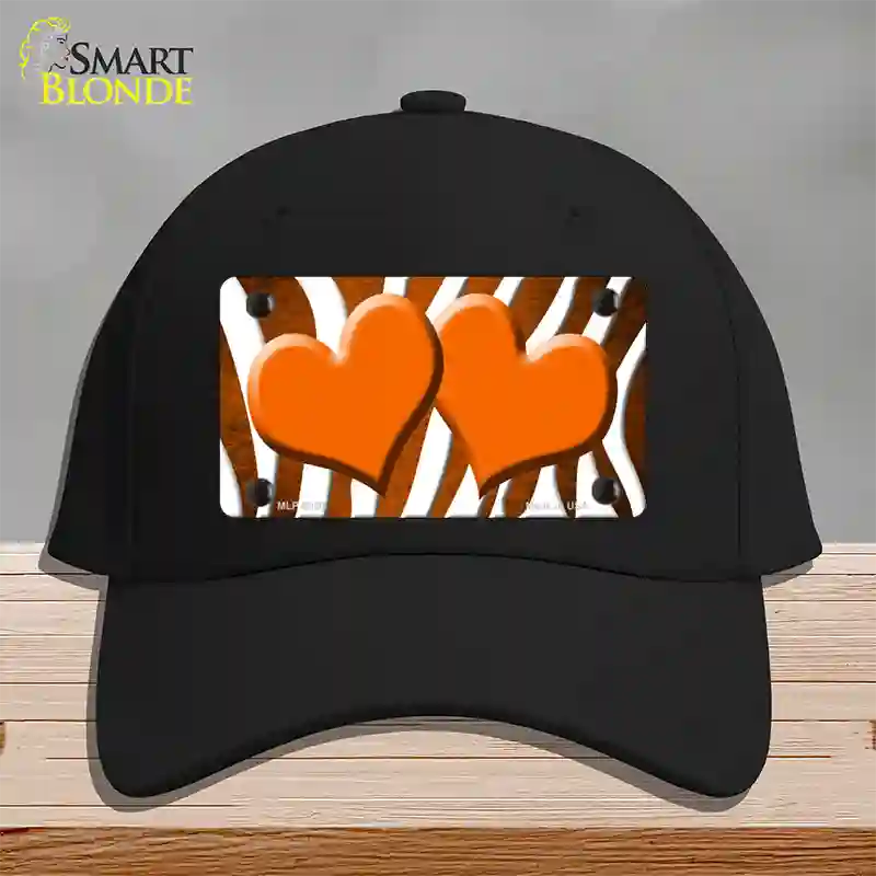 Orange White Zebra Hearts Oil Rubbed Novelty License Plate Hat Cotton / Black