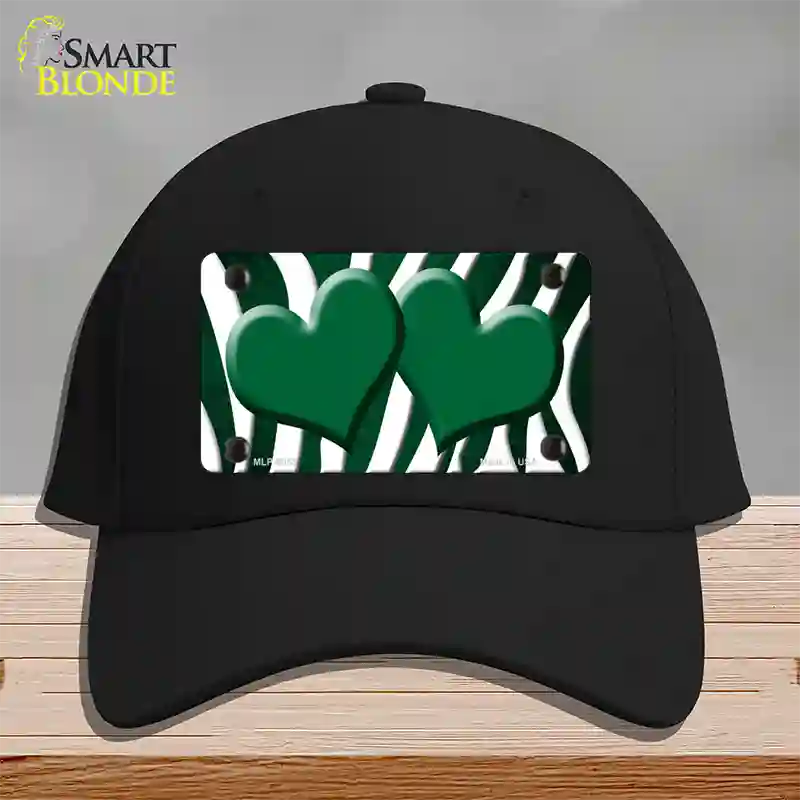 Green White Zebra Hearts Oil Rubbed Novelty License Plate Hat Cotton / Black