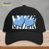 Light Blue White Zebra Hearts Oil Rubbed Novelty License Plate Hat Cotton / Black