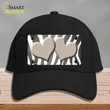 Tan White Zebra Hearts Oil Rubbed Novelty License Plate Hat Cotton / Black