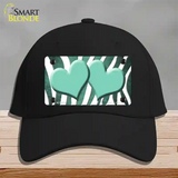 Mint White Zebra Hearts Oil Rubbed Novelty License Plate Hat Cotton / Black