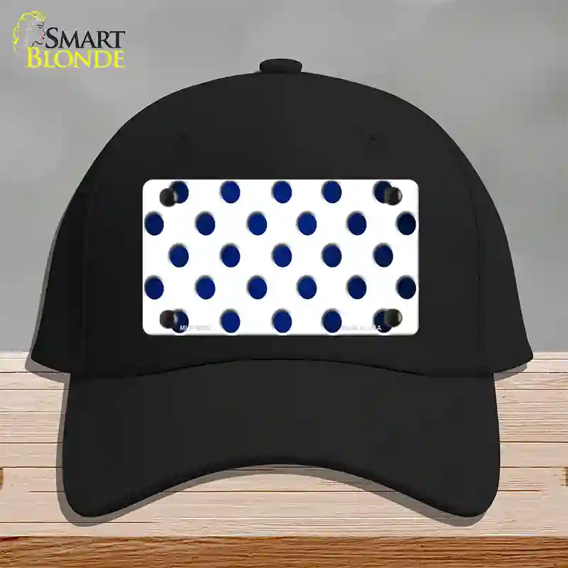 Blue White Dots Oil Rubbed Novelty License Plate Hat Cotton / Black