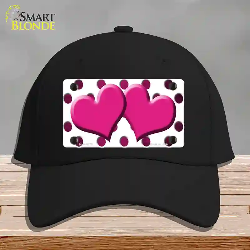 Pink White Dots Hearts Oil Rubbed Novelty License Plate Hat Cotton / Black