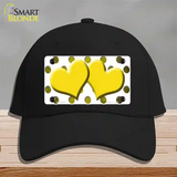 Yellow White Dots Hearts Oil Rubbed Novelty License Plate Hat Cotton / Black