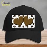 Brown White Dots Hearts Oil Rubbed Novelty License Plate Hat Cotton / Black