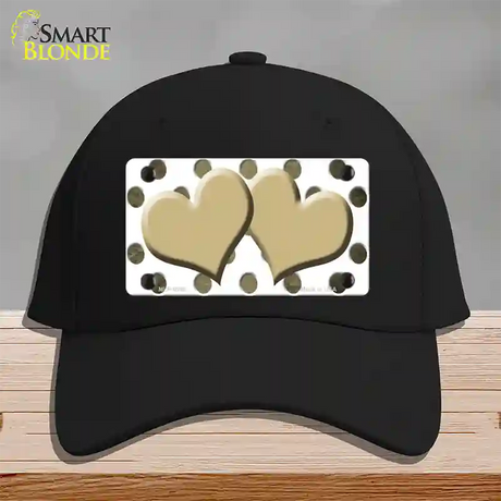 Gold White Dots Hearts Oil Rubbed Novelty License Plate Hat Cotton / Black