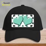 Mint White Dots Hearts Oil Rubbed Novelty License Plate Hat Cotton / Black