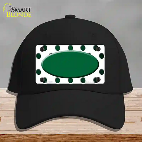 Green White Dots Oval Oil Rubbed Novelty License Plate Hat Cotton / Black