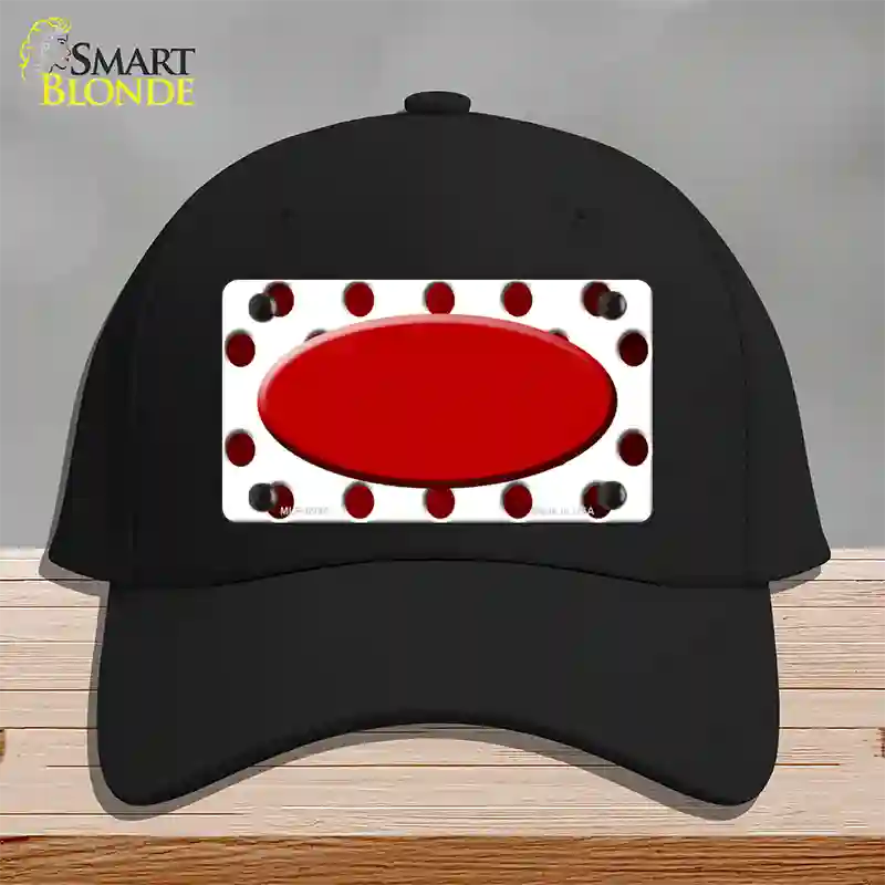 Red White Dots Oval Oil Rubbed Novelty License Plate Hat Cotton / Black