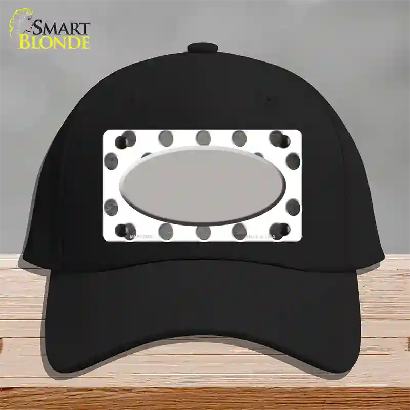 Gray White Dots Oval Oil Rubbed Novelty License Plate Hat Cotton / Black