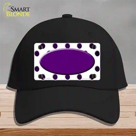 Purple White Dots Oval Oil Rubbed Novelty License Plate Hat Cotton / Black