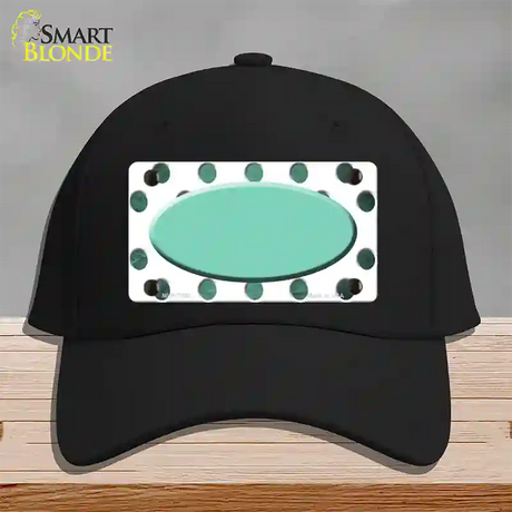 Mint White Dots Oval Oil Rubbed Novelty License Plate Hat Cotton / Black