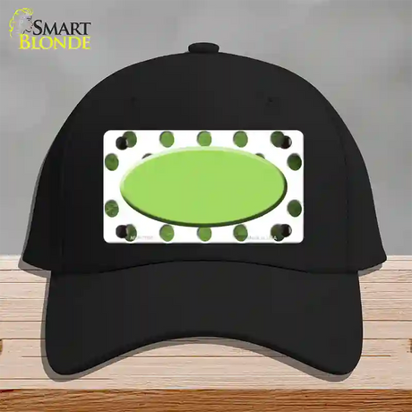 Lime Green White Dots Oval Oil Rubbed Novelty License Plate Hat Cotton / Black