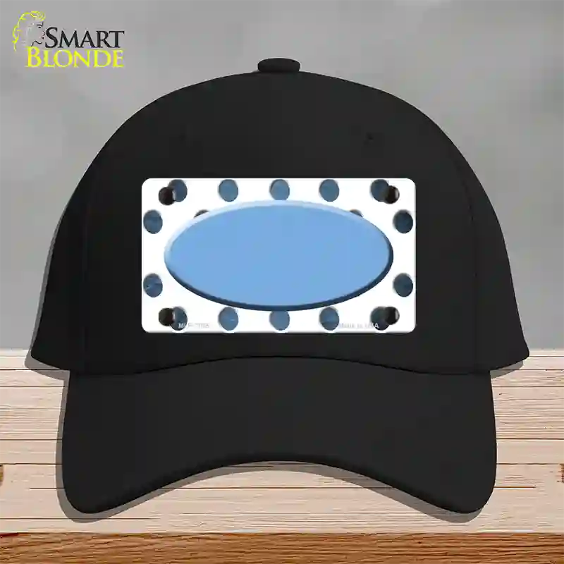 Light Blue White Dots Oval Oil Rubbed Novelty License Plate Hat Cotton / Black