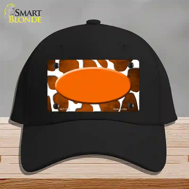 Orange White Oval Giraffe Oil Rubbed Novelty License Plate Hat Cotton / Black