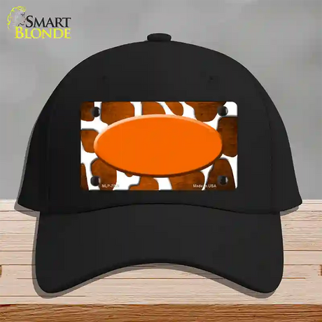 Orange White Oval Giraffe Oil Rubbed Novelty License Plate Hat Cotton / Black