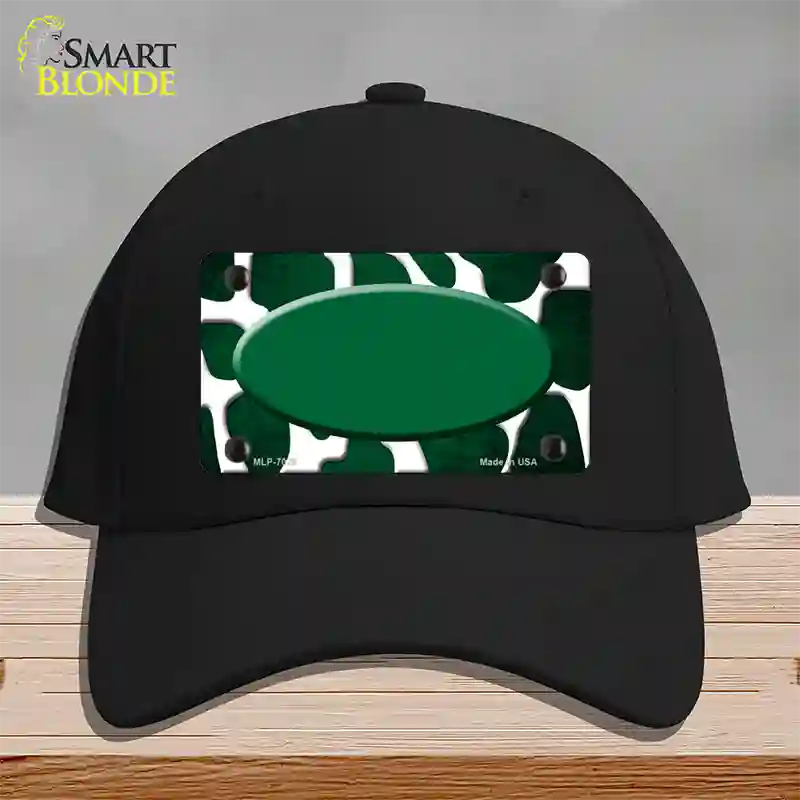 Green White Oval Giraffe Oil Rubbed Novelty License Plate Hat Cotton / Black