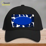 Blue White Oval Giraffe Oil Rubbed Novelty License Plate Hat Cotton / Black