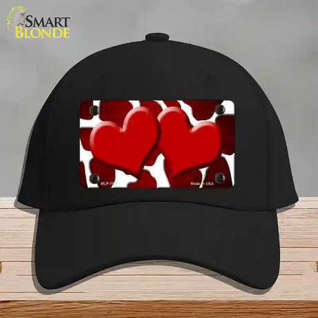 Red White Hearts Giraffe Oil Rubbed Novelty License Plate Hat Cotton / Black