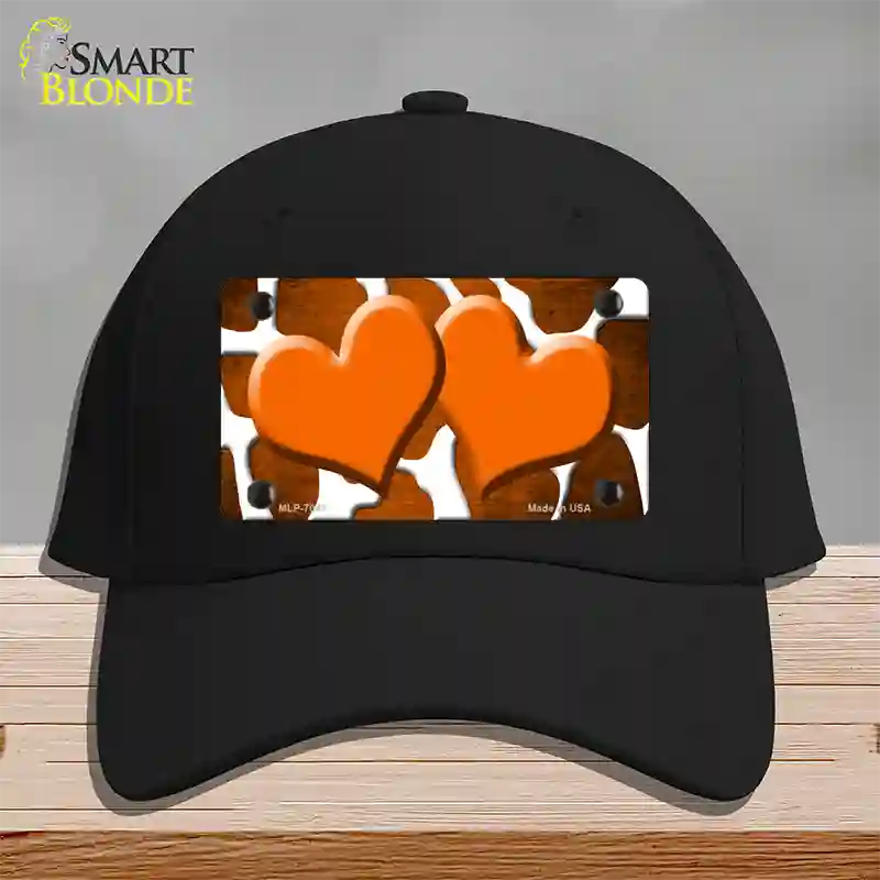 Orange White Hearts Giraffe Oil Rubbed Novelty License Plate Hat Cotton / Black