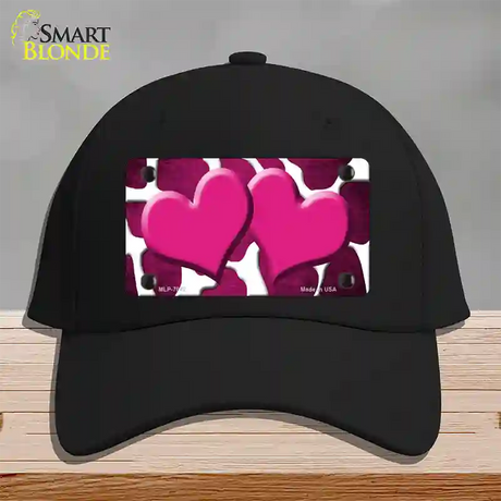 Pink White Hearts Giraffe Oil Rubbed Novelty License Plate Hat Cotton / Black