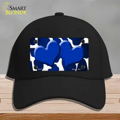 Blue White Hearts Giraffe Oil Rubbed Novelty License Plate Hat Cotton / Black