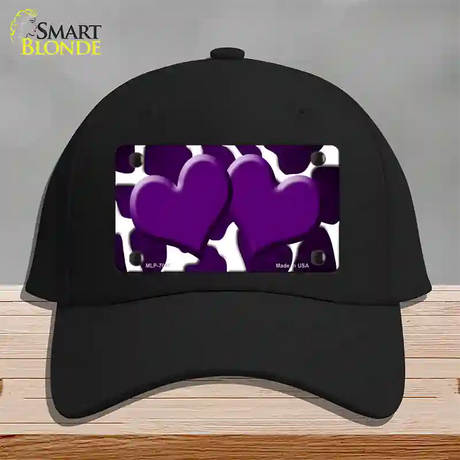 Purple White Hearts Giraffe Oil Rubbed Novelty License Plate Hat Cotton / Black