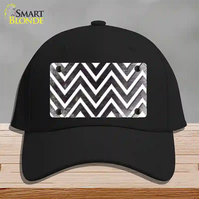 Black White Chevron Oil Rubbed Novelty License Plate Hat Cotton / Black